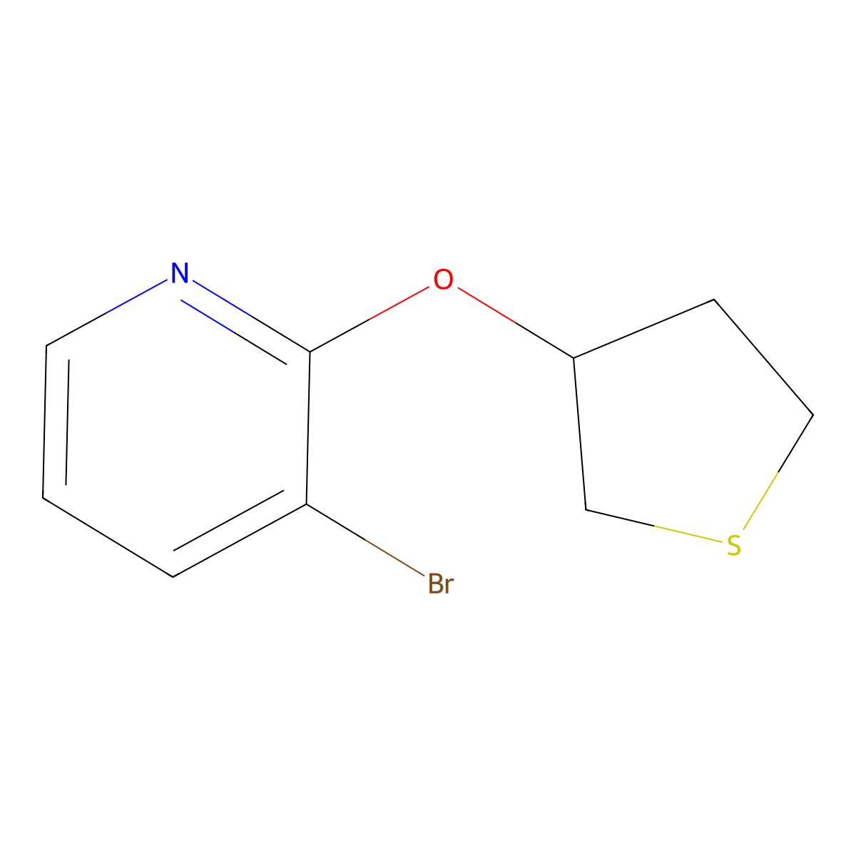 3-Bromo-2-(thiolan-3-yloxy)pyridine molecular structure, CAS 2168194-14-5