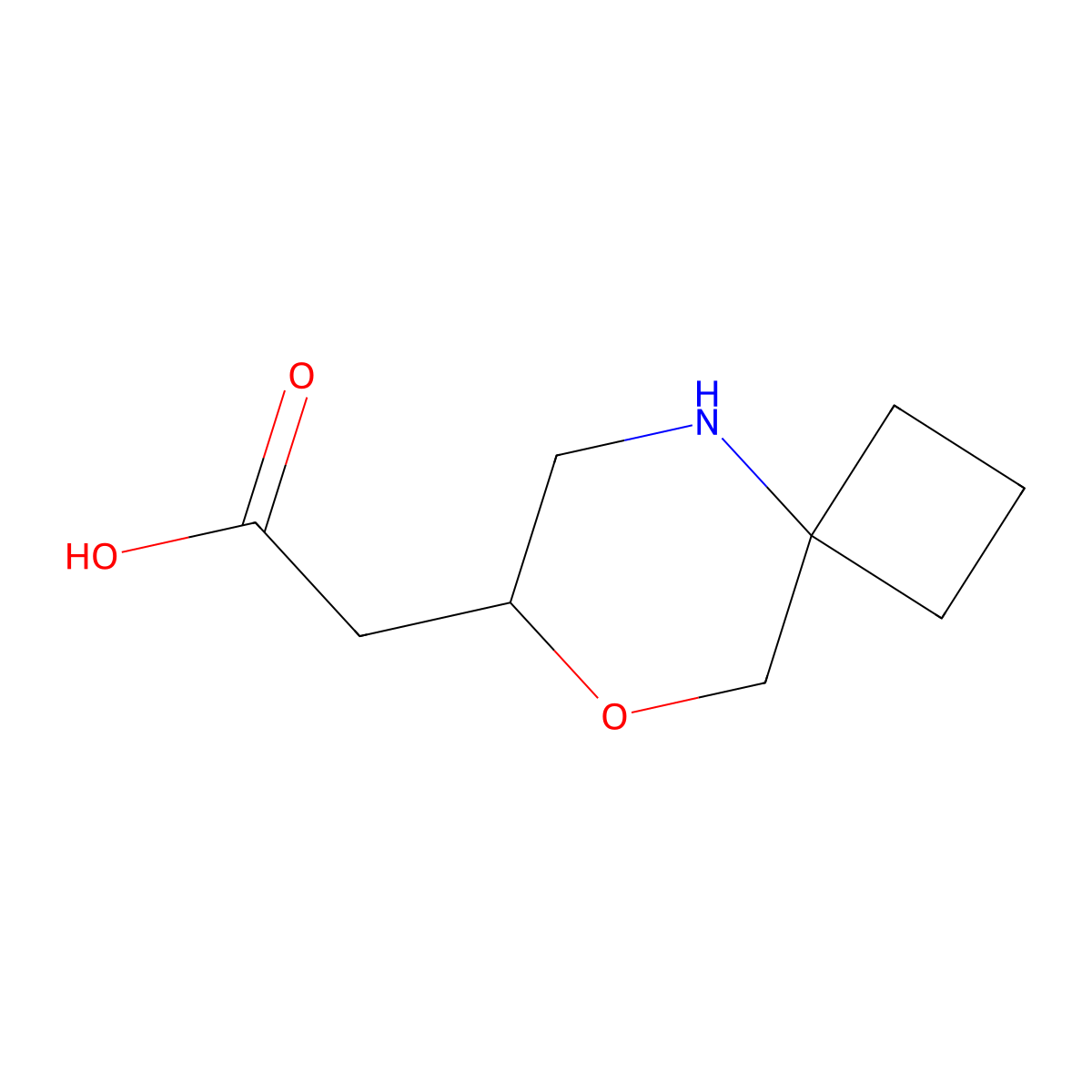 2-{8-Oxa-5-azaspiro[3.5]nonan-7-yl}acetic acid molecular structure, CAS 2168195-78-4