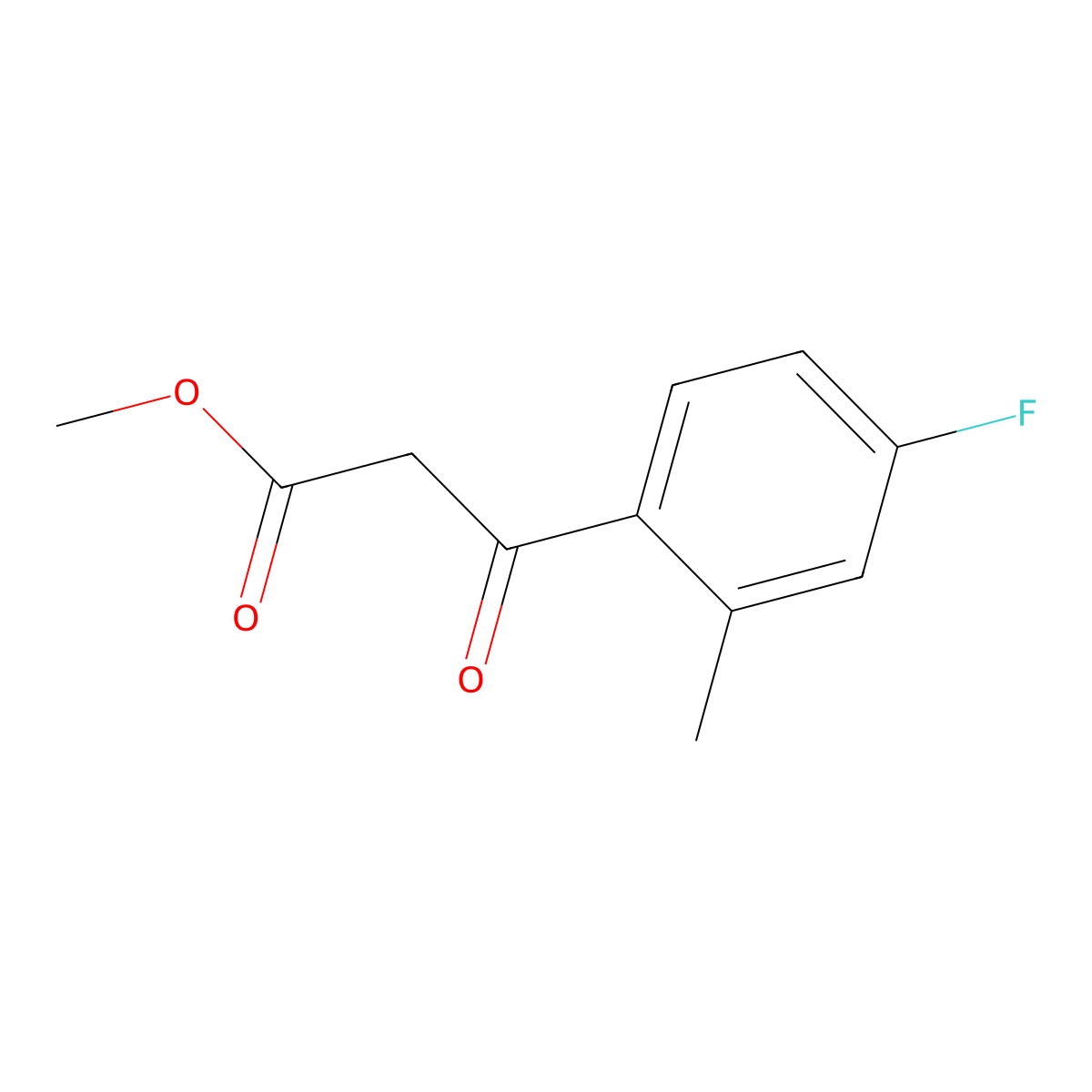 Methyl 3-(4-fluoro-2-methylphenyl)-3-oxopropanoate molecular structure, CAS 2168207-71-2