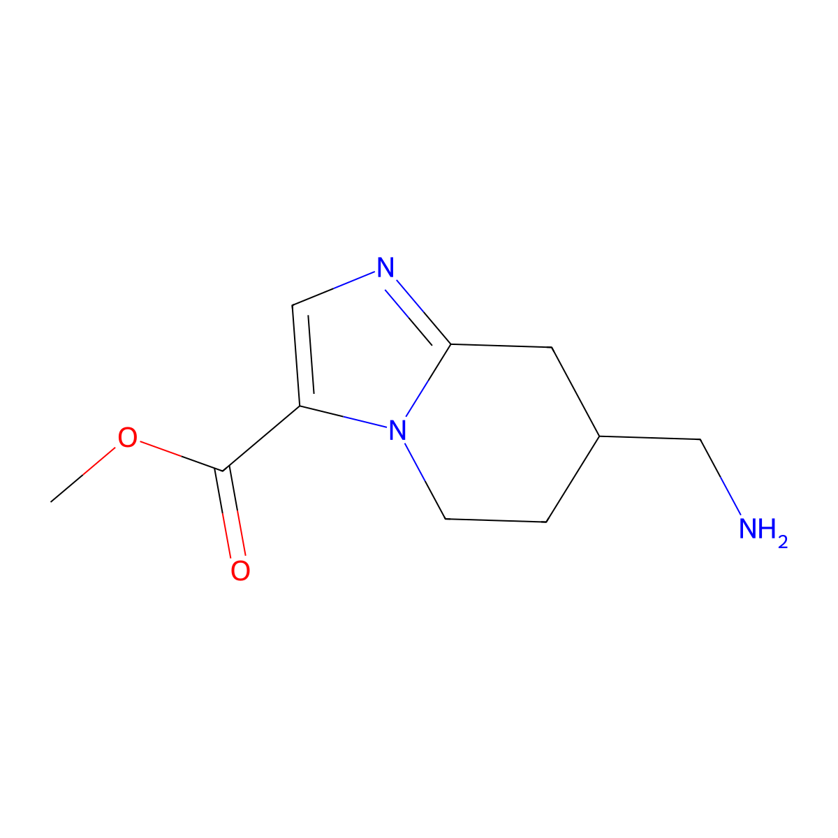 methyl 7-(aminomethyl)-5H,6H,7H,8H-imidazo[1,2-a]pyridine-3-carboxylate molecular structure, CAS 2168210-46-4