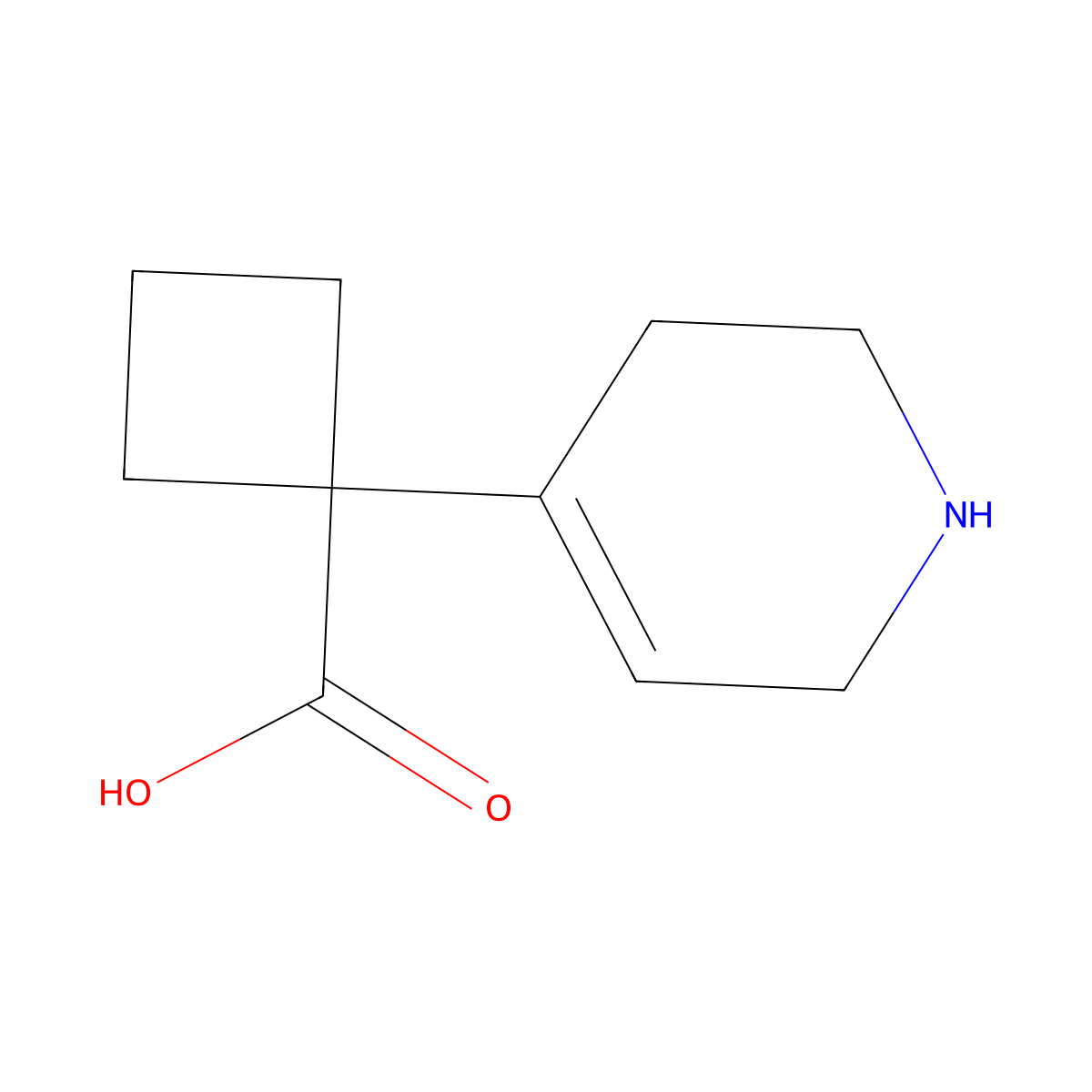 1-(1,2,3,6-Tetrahydropyridin-4-yl)cyclobutane-1-carboxylic acid molecular structure, CAS 2168213-94-1