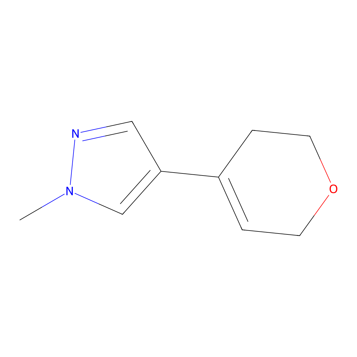 4-(3,6-dihydro-2H-pyran-4-yl)-1-methyl-1H-pyrazole molecular structure, CAS 2168225-82-7