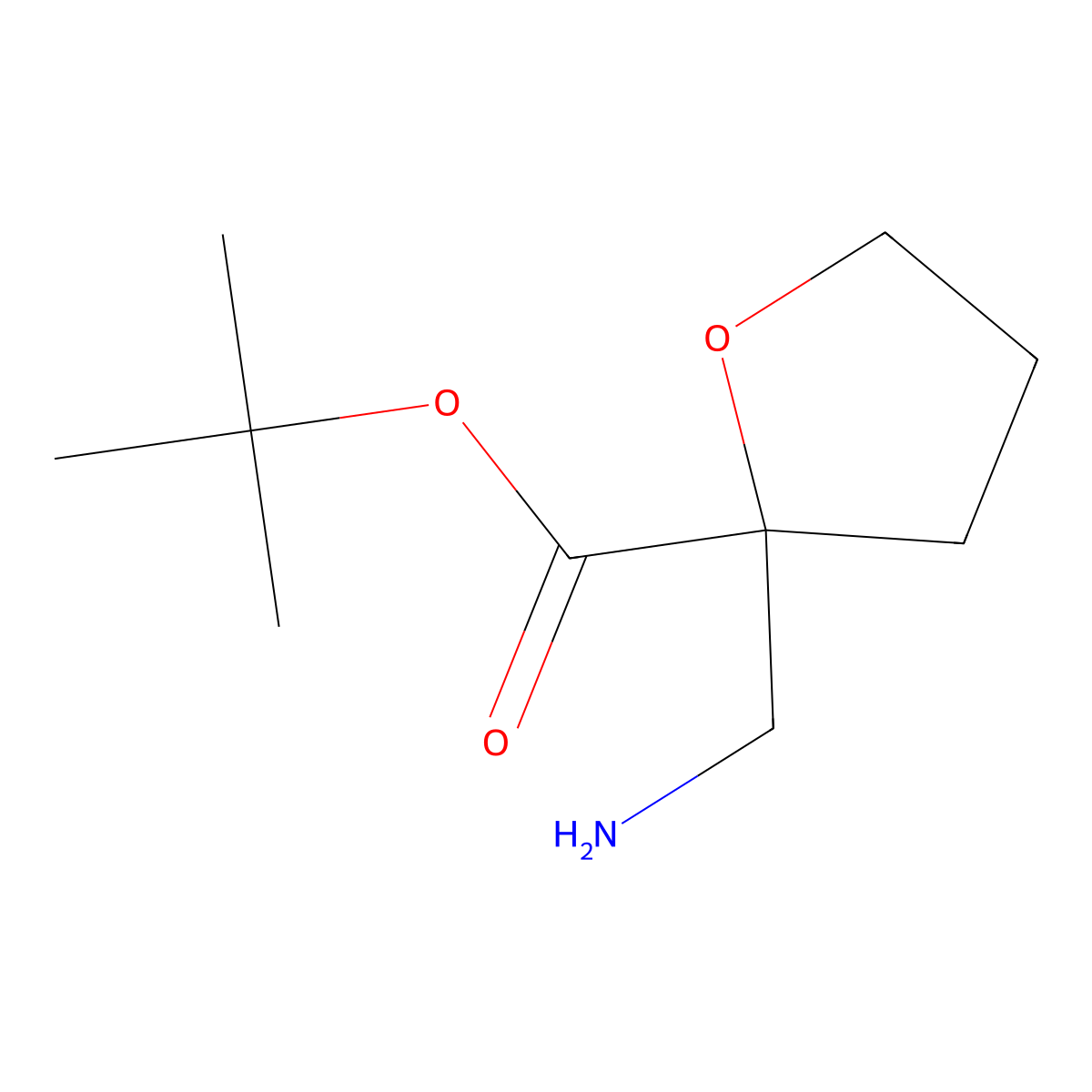 Tert-butyl 2-(aminomethyl)oxolane-2-carboxylate molecular structure, CAS 2168227-27-6