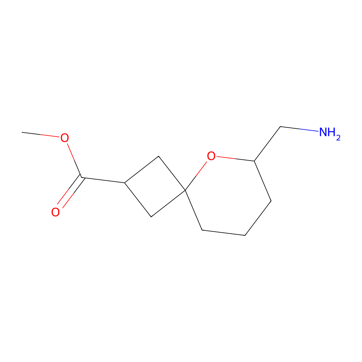 Methyl 6-(aminomethyl)-5-oxaspiro[3.5]nonane-2-carboxylate molecular structure, CAS 2168229-40-9