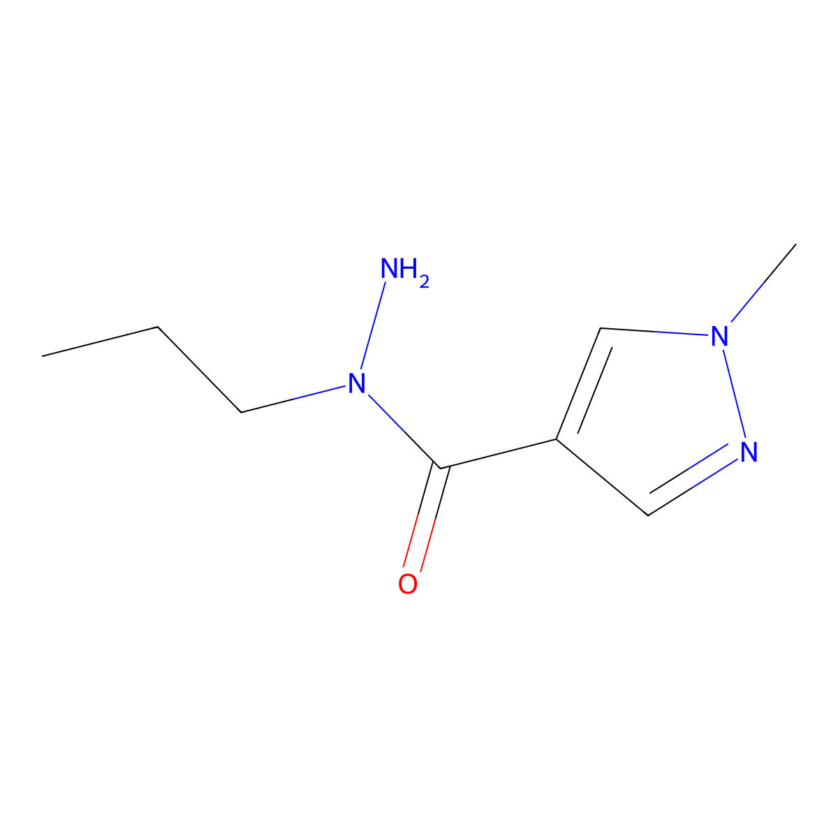 1-methyl-N-propyl-1H-pyrazole-4-carbohydrazide molecular structure, CAS 2168229-57-8
