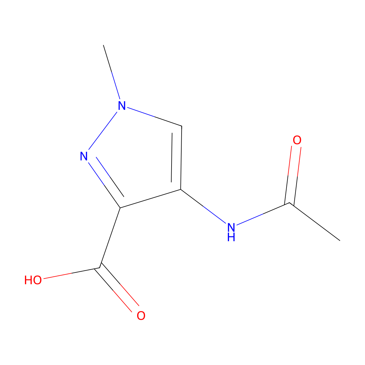 4-acetamido-1-methyl-1H-pyrazole-3-carboxylic acid molecular structure, CAS 2168230-87-1
