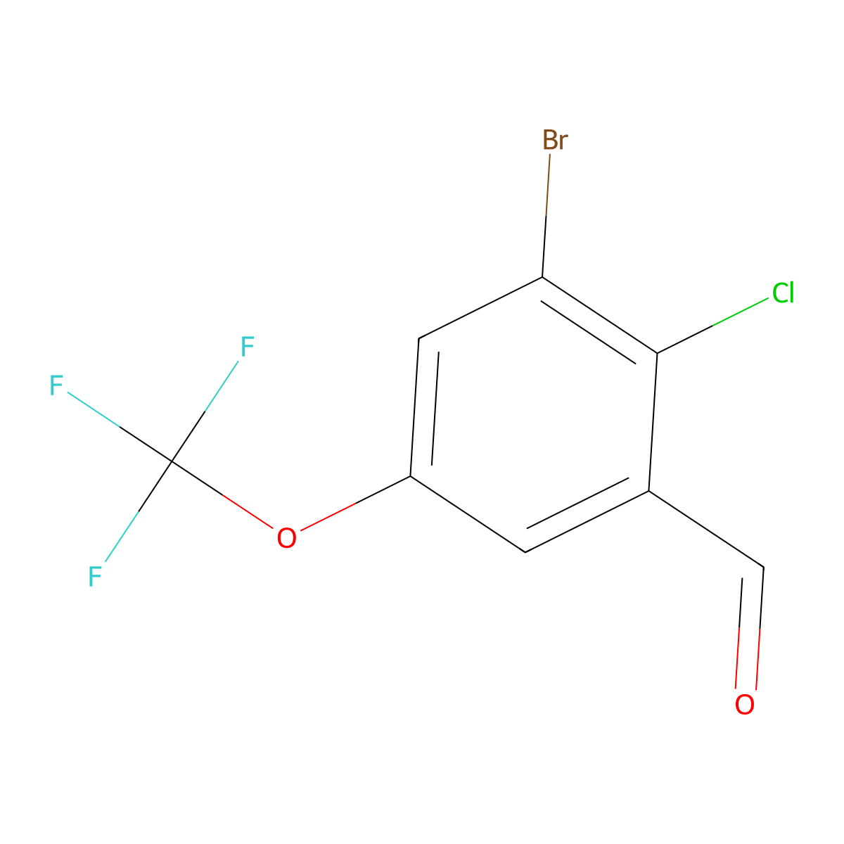 3-Bromo-2-chloro-5-(trifluoromethoxy)benZaldehyde molecular structure, CAS 2168233-19-8
