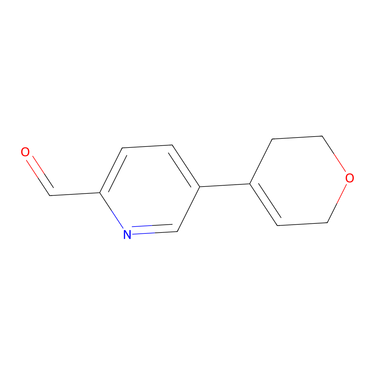5-(3,6-dihydro-2H-pyran-4-yl)pyridine-2-carbaldehyde molecular structure, CAS 2168233-34-7