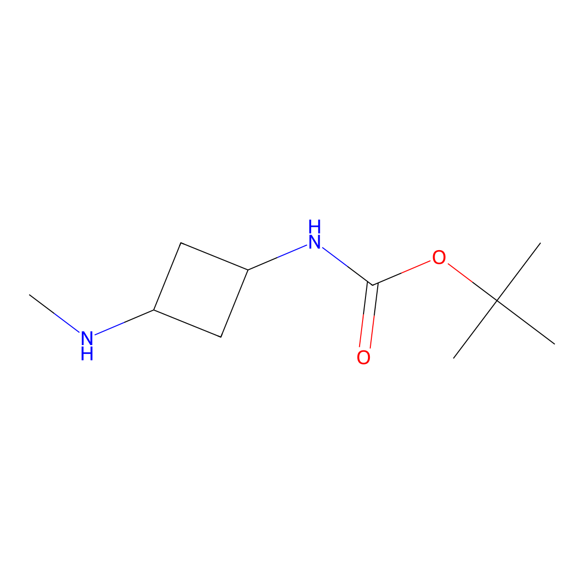 rac-tert-butyl N-((1s,3s)-3-(methylamino)cyclobutyl)carbamate molecular structure, CAS 2168236-44-8
