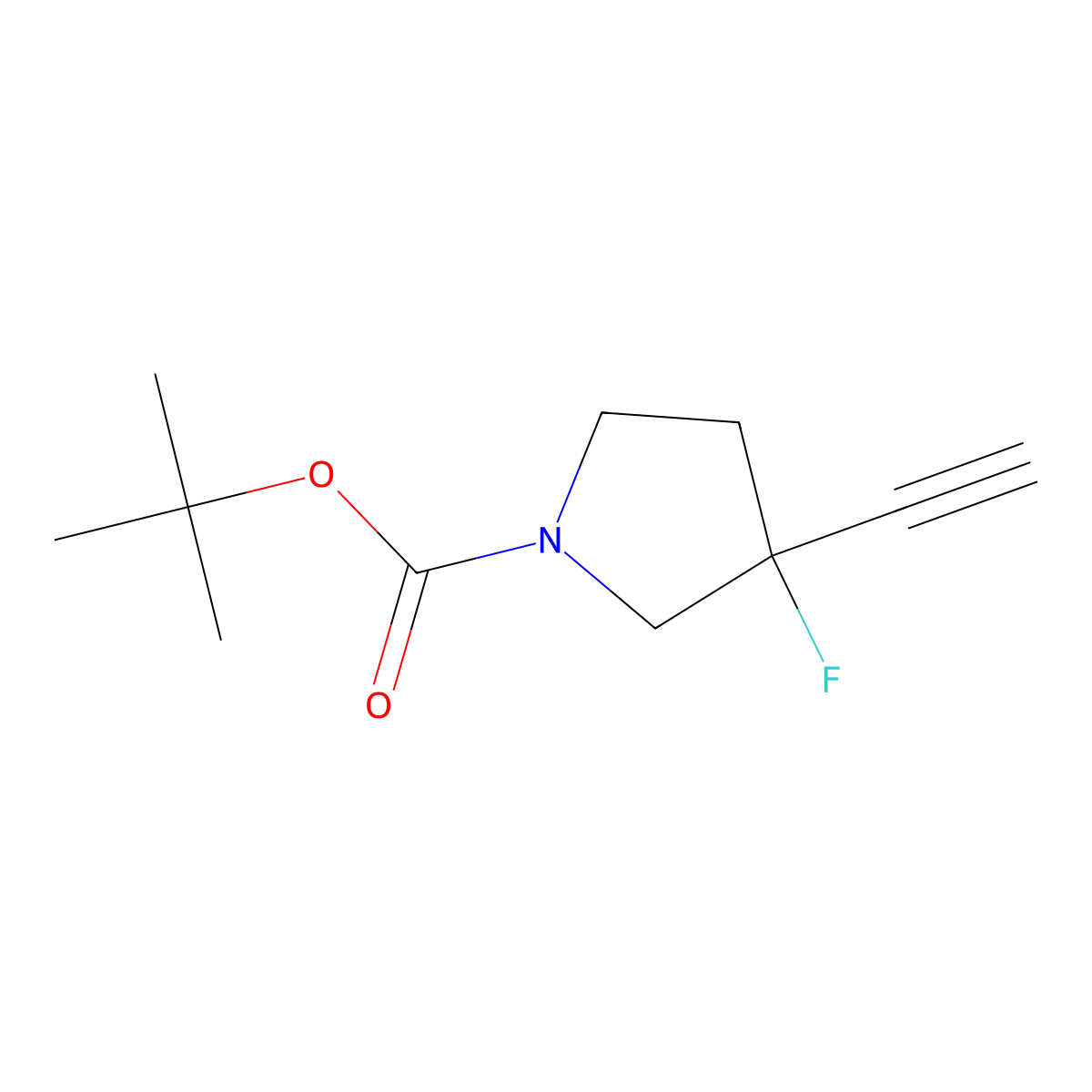 tert-Butyl 3-ethynyl-3-fluoropyrrolidine-1-carboxylate molecular structure, CAS 2168240-77-3