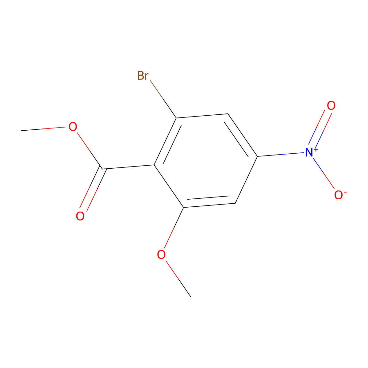 Methyl 2-bromo-6-methoxy-4-nitrobenzoate molecular structure, CAS 2168241-36-7