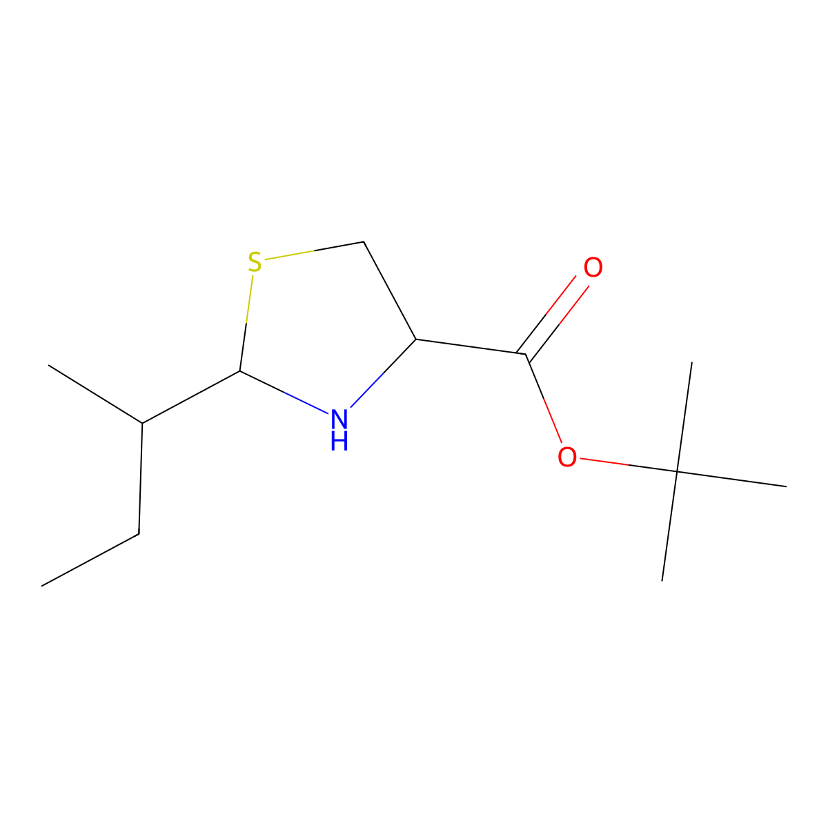 Tert-butyl 2-(butan-2-yl)-1,3-thiazolidine-4-carboxylate molecular structure, CAS 2168249-95-2