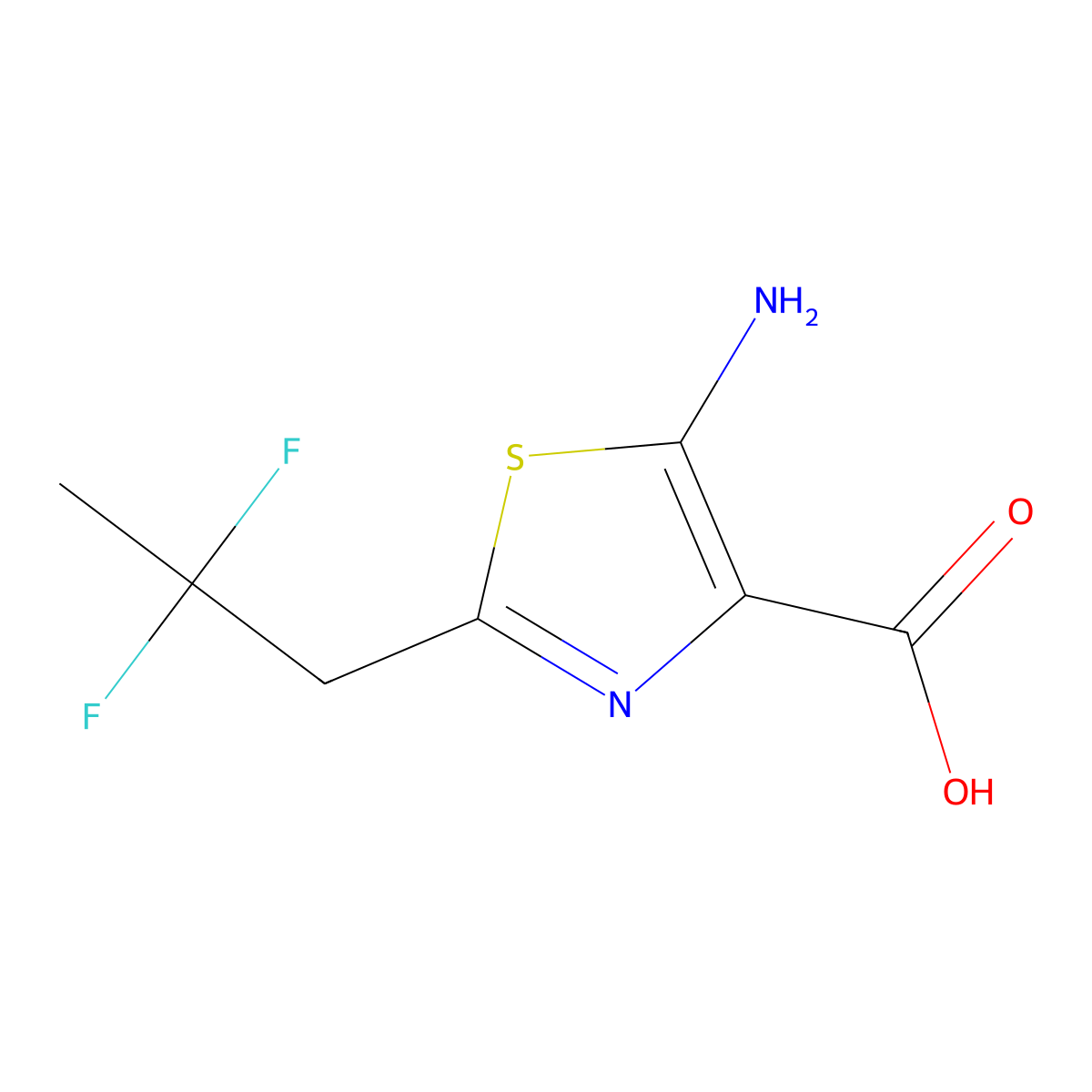 5-Amino-2-(2,2-difluoropropyl)-1,3-thiazole-4-carboxylic acid molecular structure, CAS 2168260-69-1