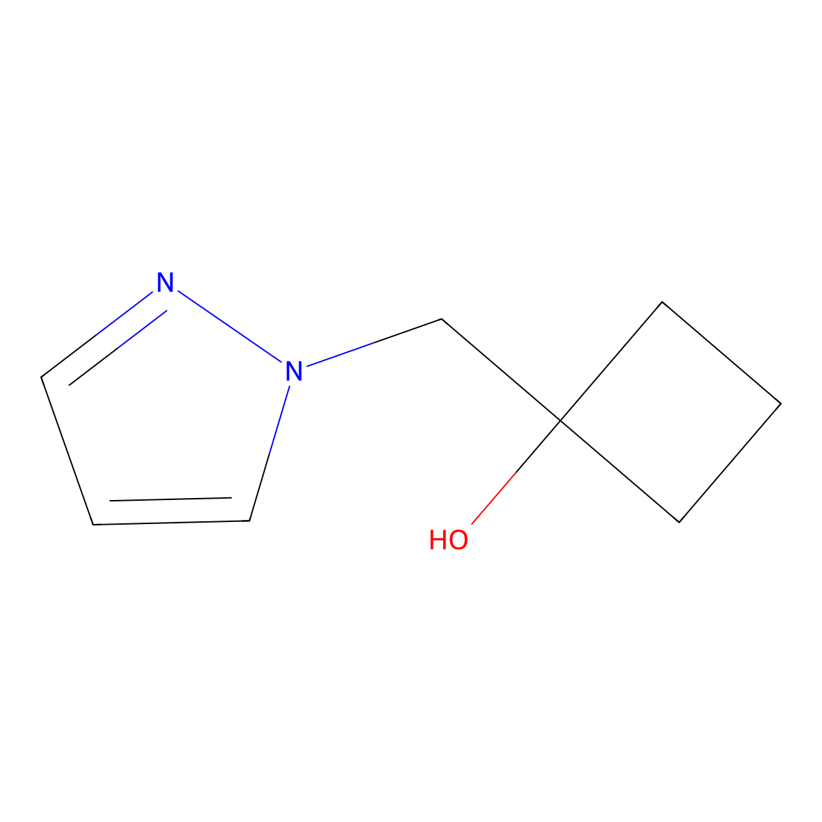 1-[(1H-pyrazol-1-yl)methyl]cyclobutan-1-ol molecular structure, CAS 2168273-67-2