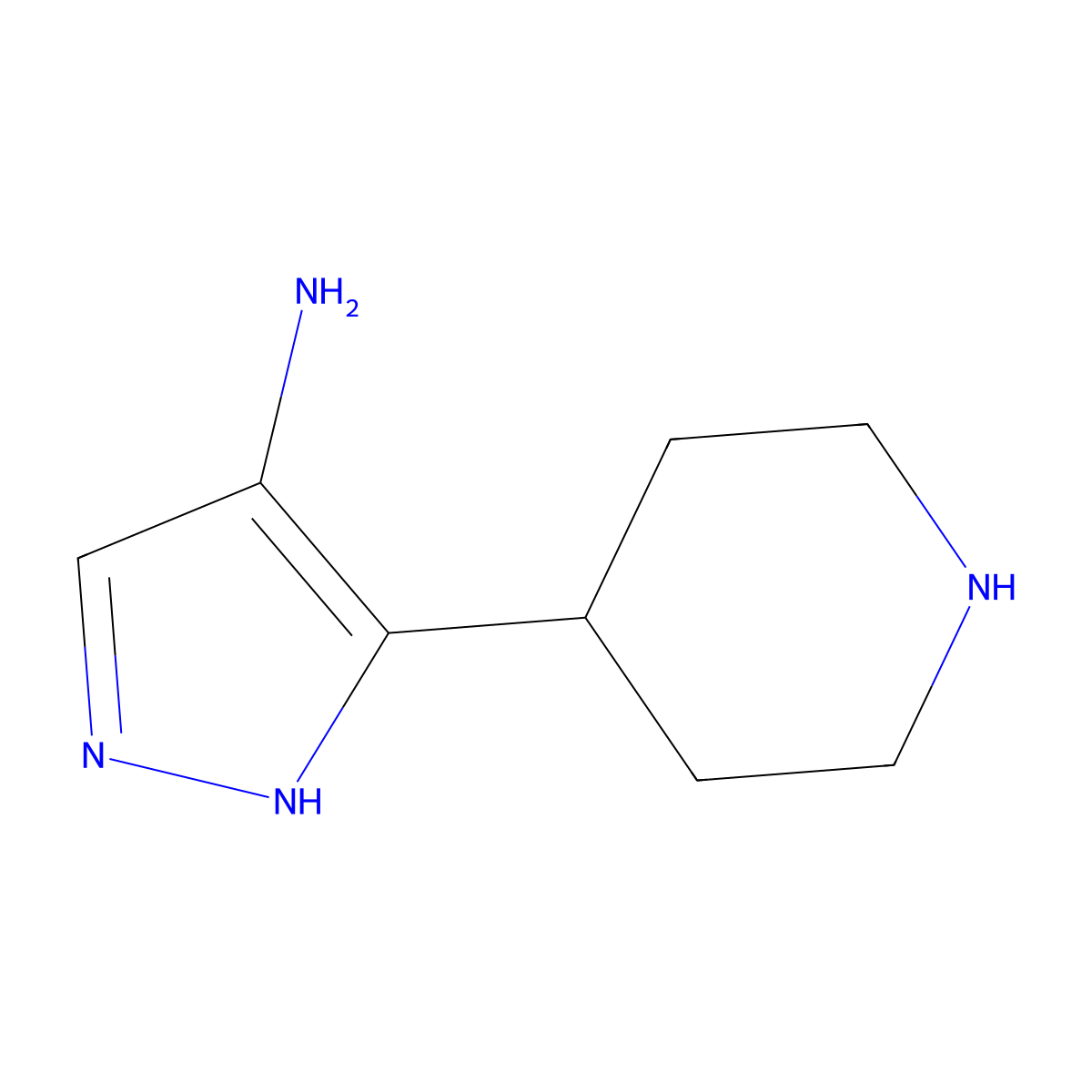 5-(piperidin-4-yl)-1H-pyrazol-4-amine molecular structure, CAS 2168275-58-7