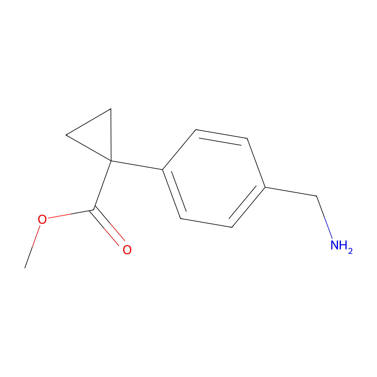 Methyl 1-[4-(aminomethyl)phenyl]cyclopropane-1-carboxylate molecular structure, CAS 2168280-69-9