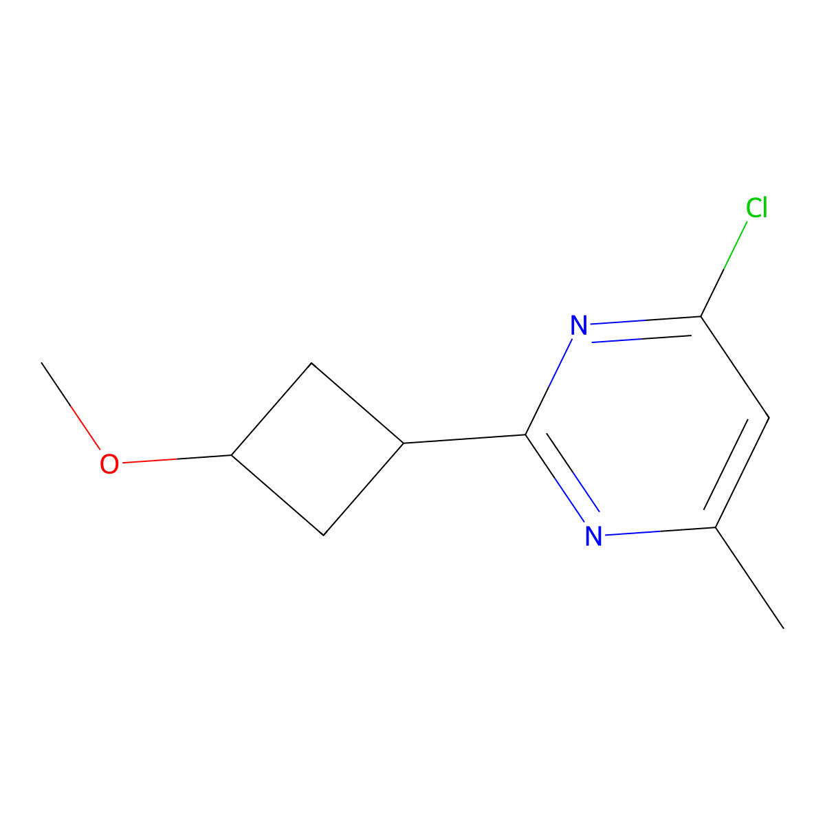 4-chloro-2-(3-methoxycyclobutyl)-6-methylpyrimidine, Mixture of diastereomers molecular structure, CAS 2168280-83-7