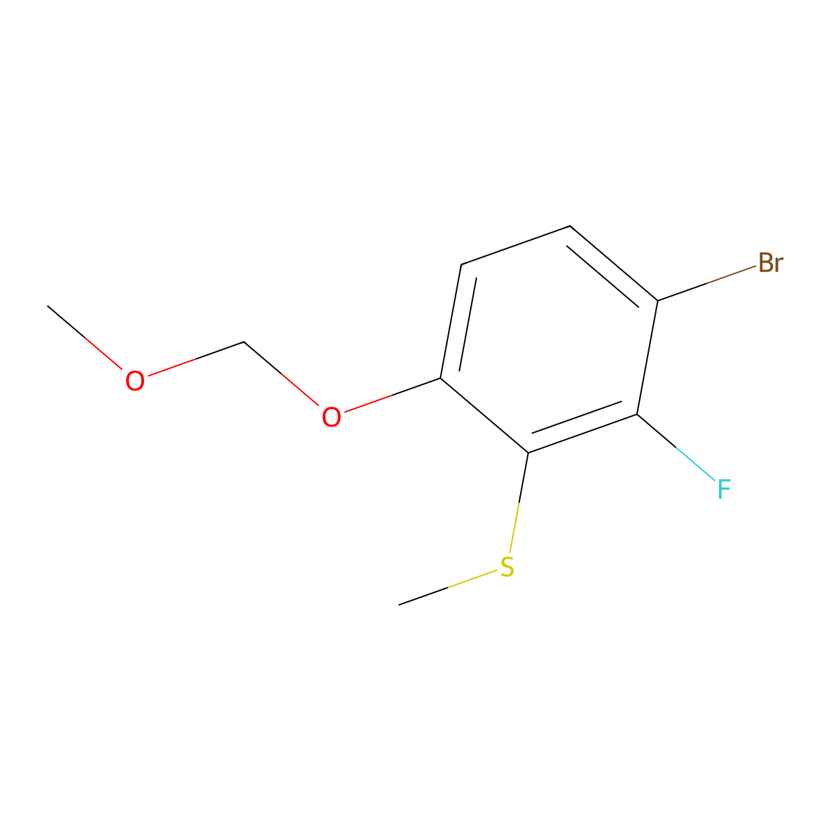 (3-Bromo-2-fluoro-6-(methoxymethoxy)phenyl)(methyl)sulfane molecular structure, CAS 2168289-15-2