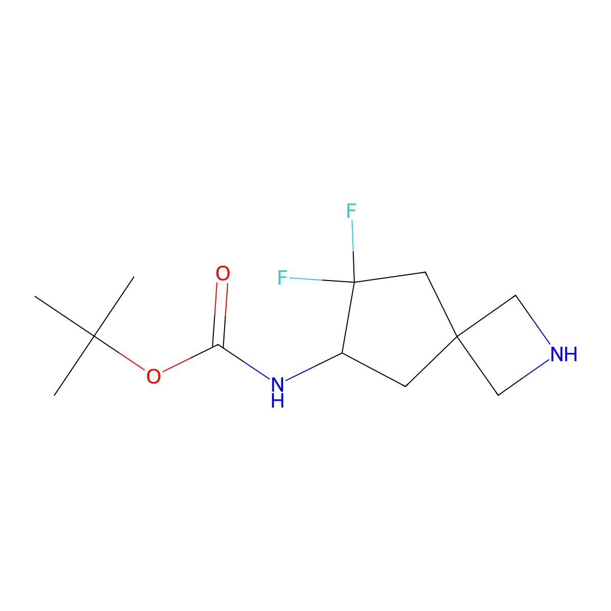 tert-Butyl N-{7,7-difluoro-2-azaspiro[3.4]octan-6-yl}carbamate molecular structure, CAS 2168292-89-3