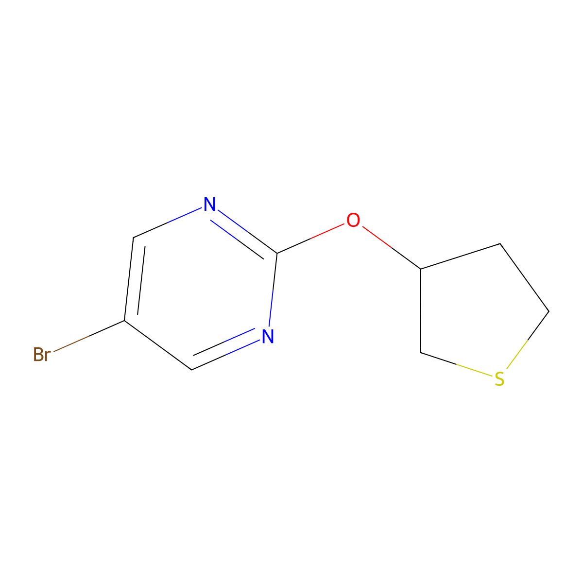5-Bromo-2-(thiolan-3-yloxy)pyrimidine molecular structure, CAS 2168295-32-5