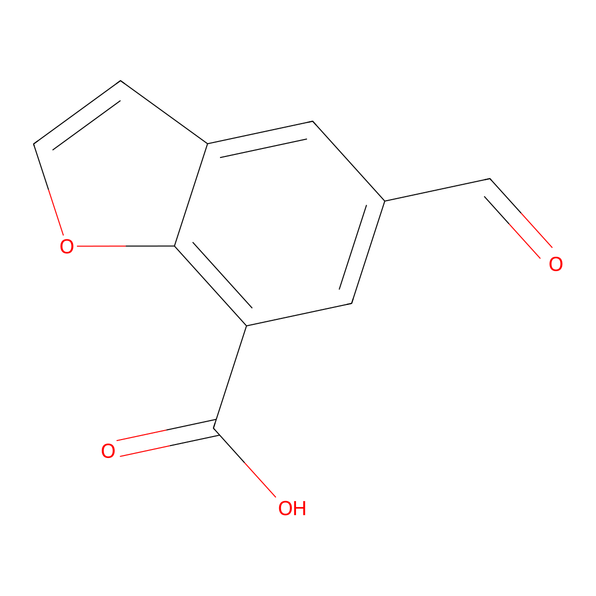 5-Formyl-1-benzofuran-7-carboxylic acid molecular structure, CAS 2168299-13-4