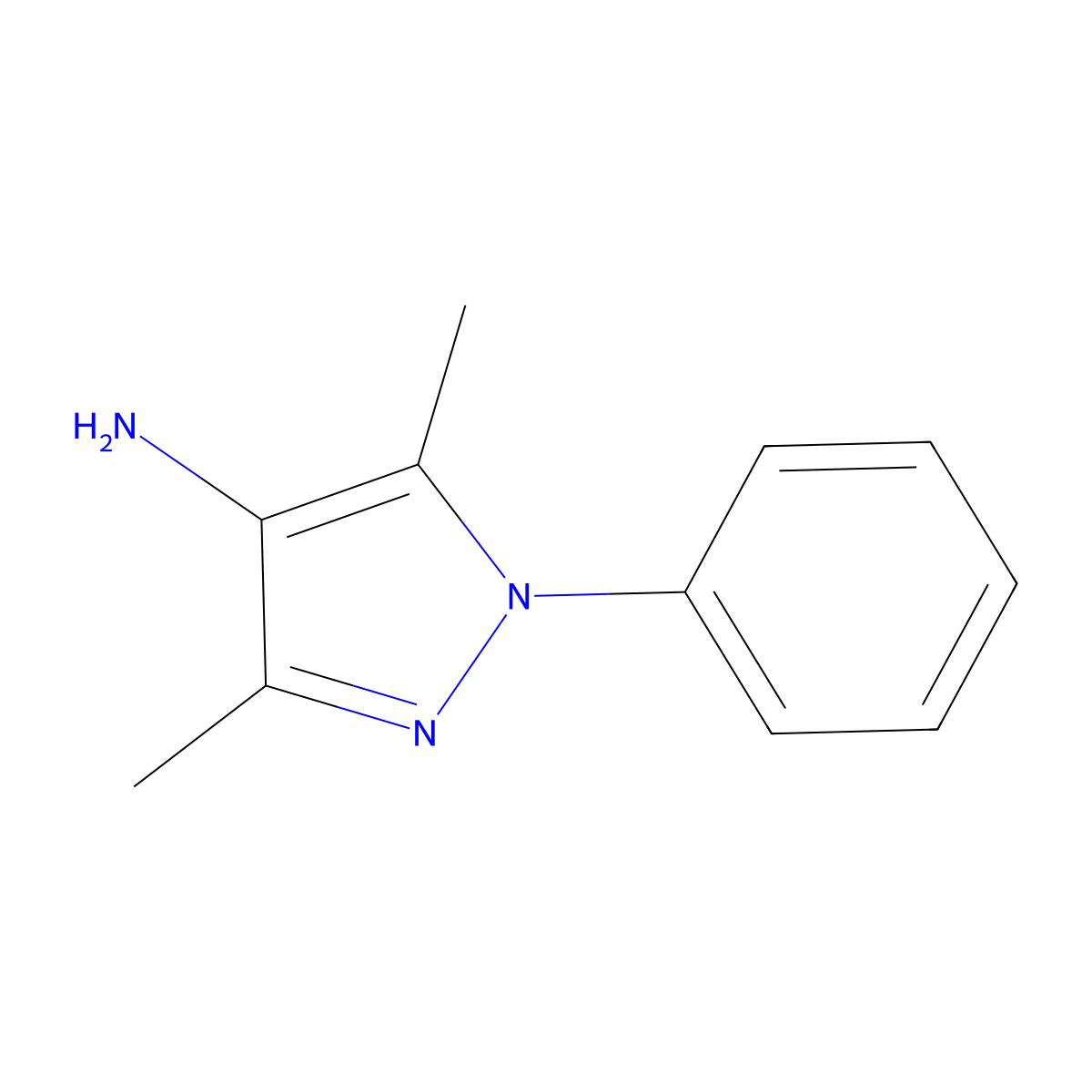 3,5-dimethyl-1-phenyl-1H-pyrazol-4-amine molecular structure, CAS 21683-30-7