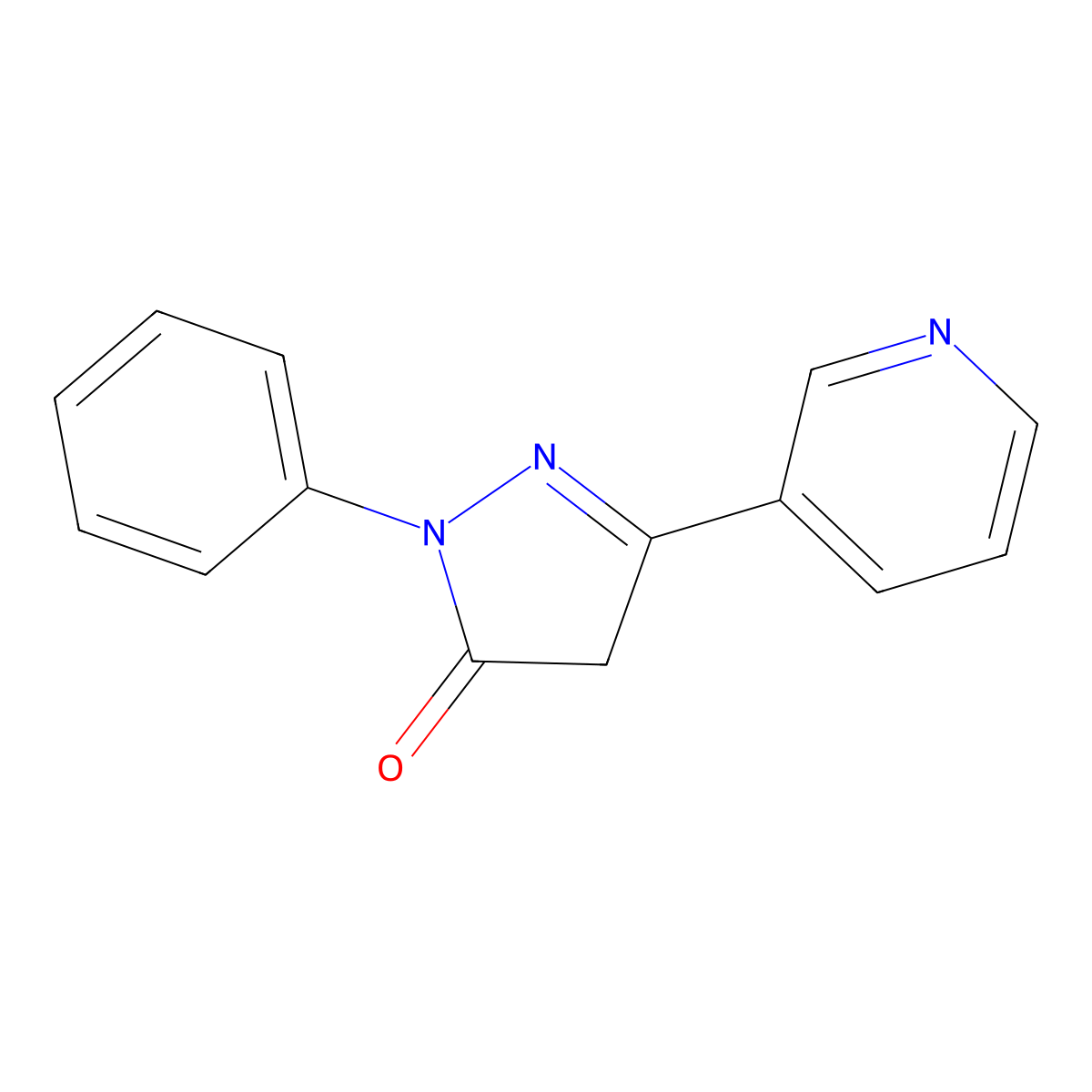 1-phenyl-3-(pyridin-3-yl)-4,5-dihydro-1H-pyrazol-5-one molecular structure, CAS 21683-61-4