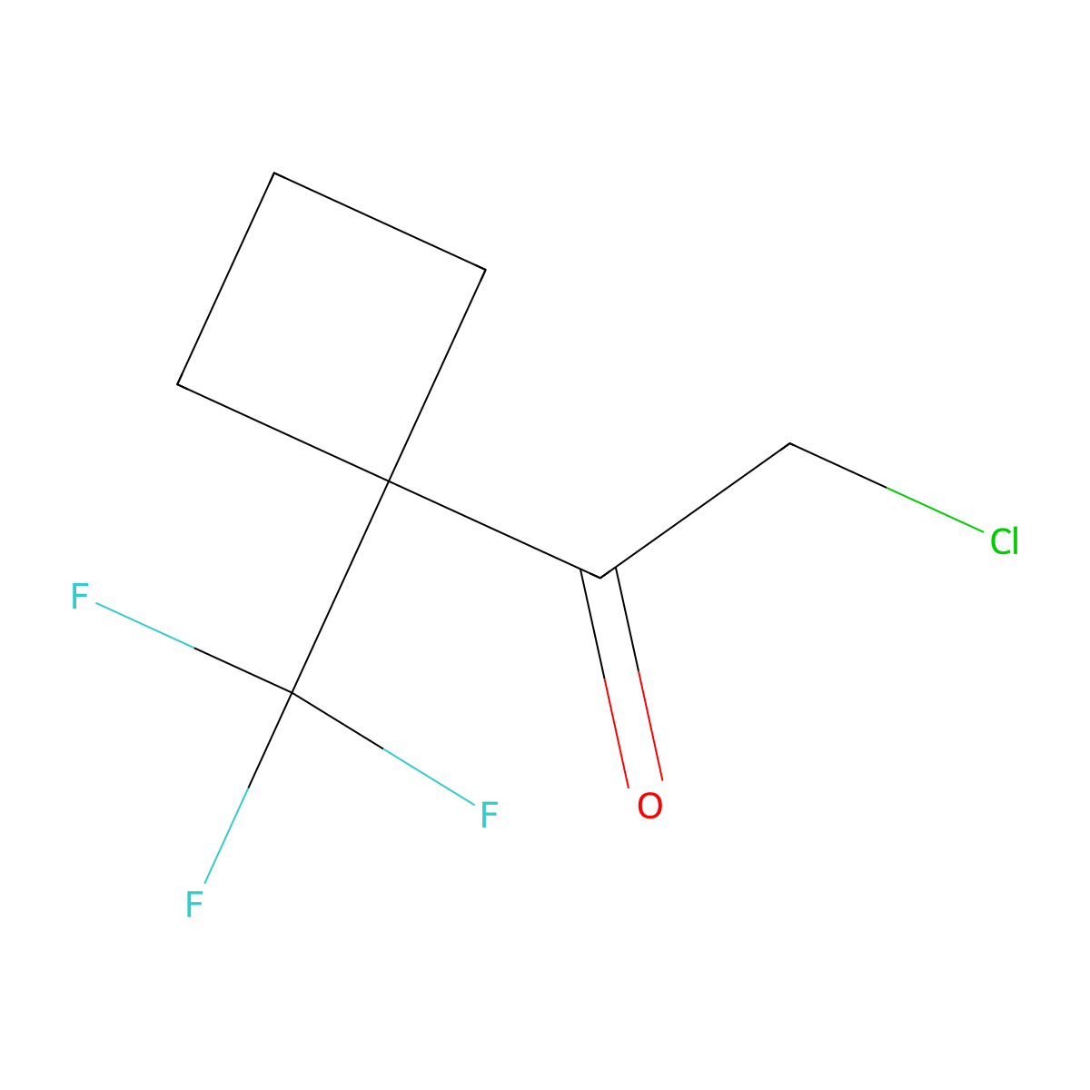 2-Chloro-1-[1-(trifluoromethyl)cyclobutyl]ethan-1-one molecular structure, CAS 2168312-42-1