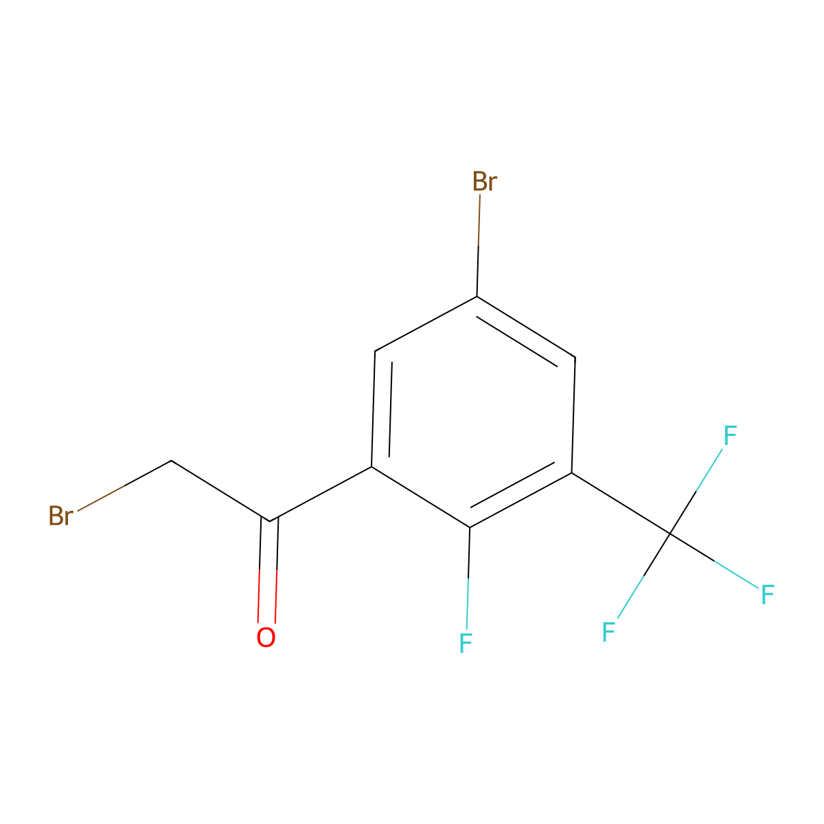 5-Bromo-2-fluoro-3-(trifluoromethyl)phenacyl bromide molecular structure, CAS 2168316-92-3