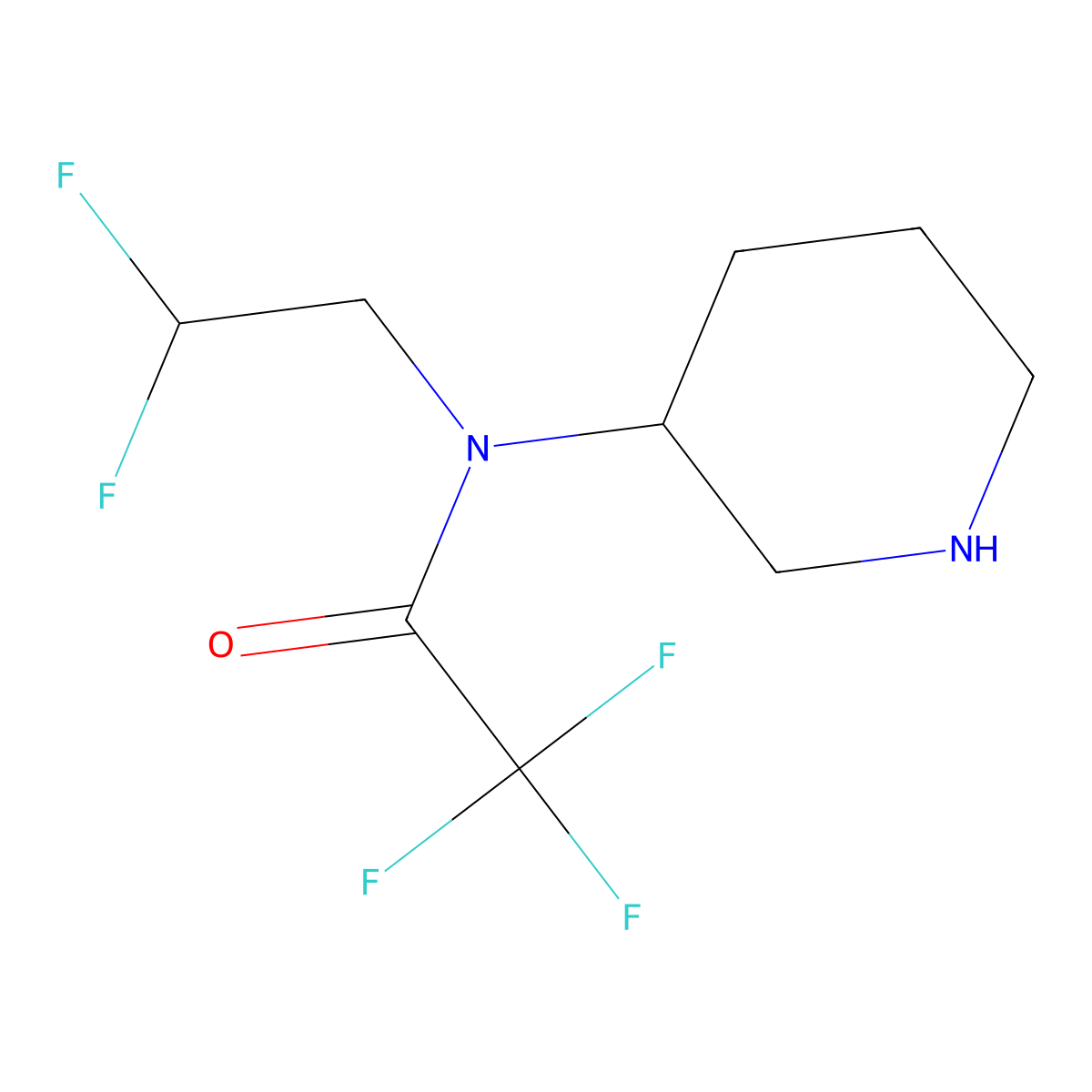 N-(2,2-difluoroethyl)-2,2,2-trifluoro-N-(piperidin-3-yl)acetamide molecular structure, CAS 2168325-05-9