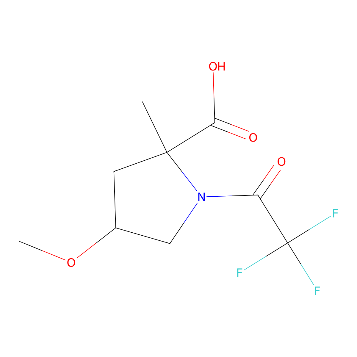 4-Methoxy-2-methyl-1-(trifluoroacetyl)pyrrolidine-2-carboxylic acid molecular structure, CAS 2168325-71-9