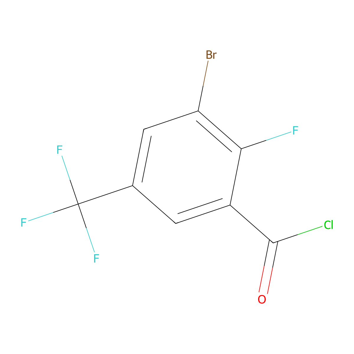 3-Bromo-2-fluoro-5-(trifluoromethyl)benzoyl chloride molecular structure, CAS 2168326-54-1
