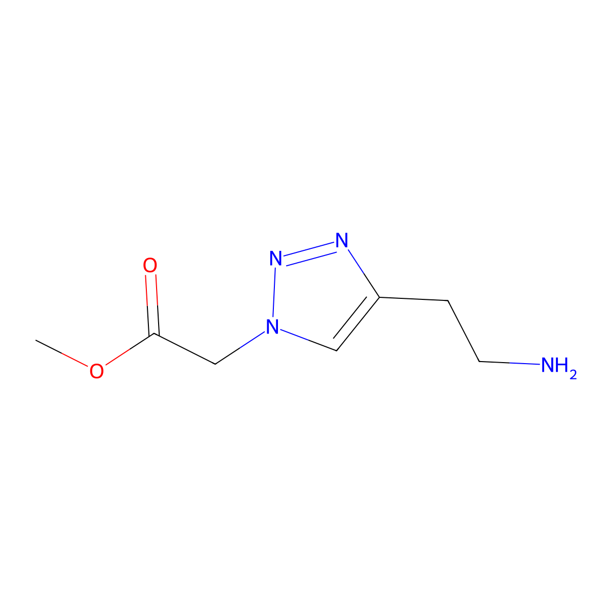 methyl 2-[4-(2-aminoethyl)-1H-1,2,3-triazol-1-yl]acetate molecular structure, CAS 2168326-91-6