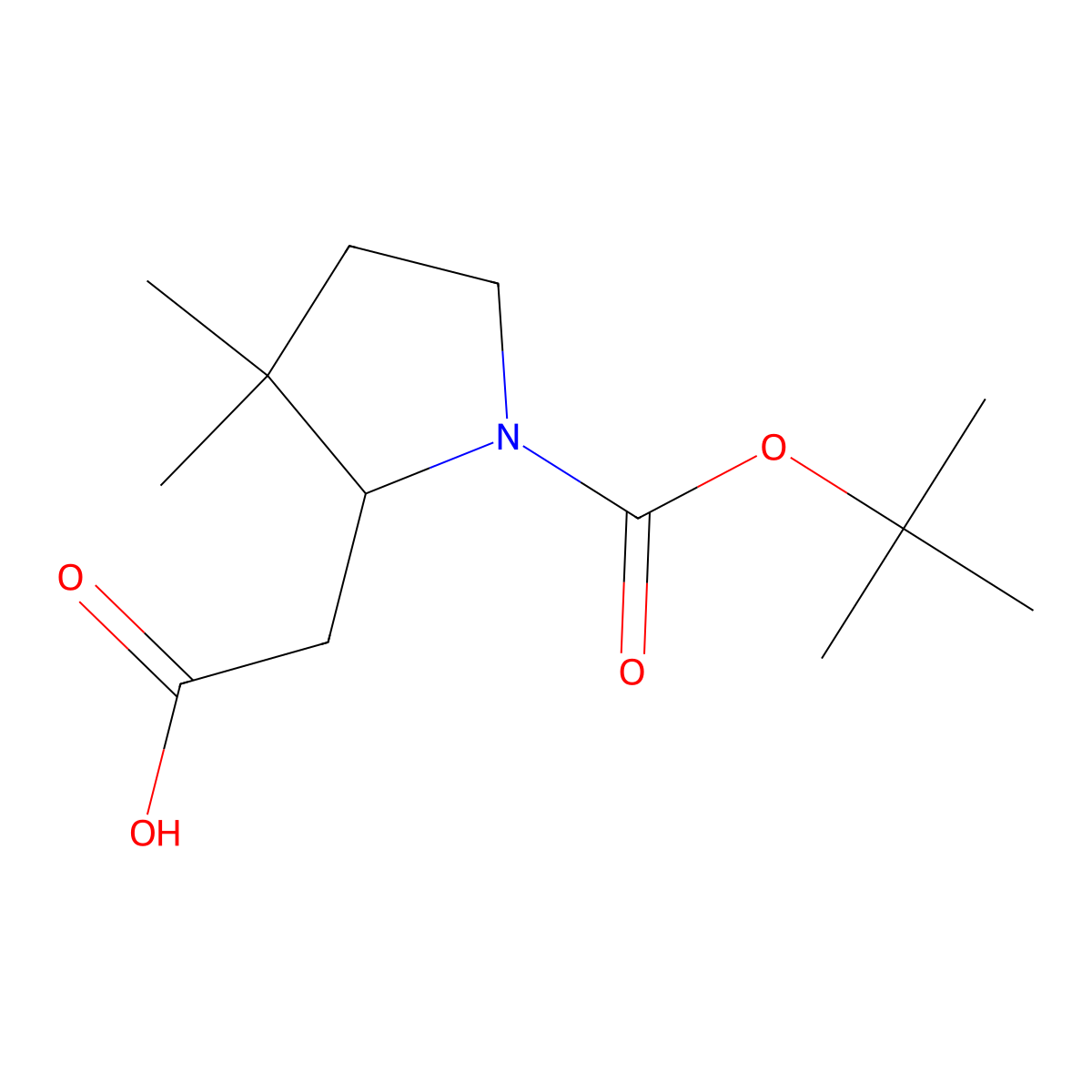 2-{1-[(Tert-butoxy)carbonyl]-3,3-dimethylpyrrolidin-2-yl}acetic acid molecular structure, CAS 2168327-85-1