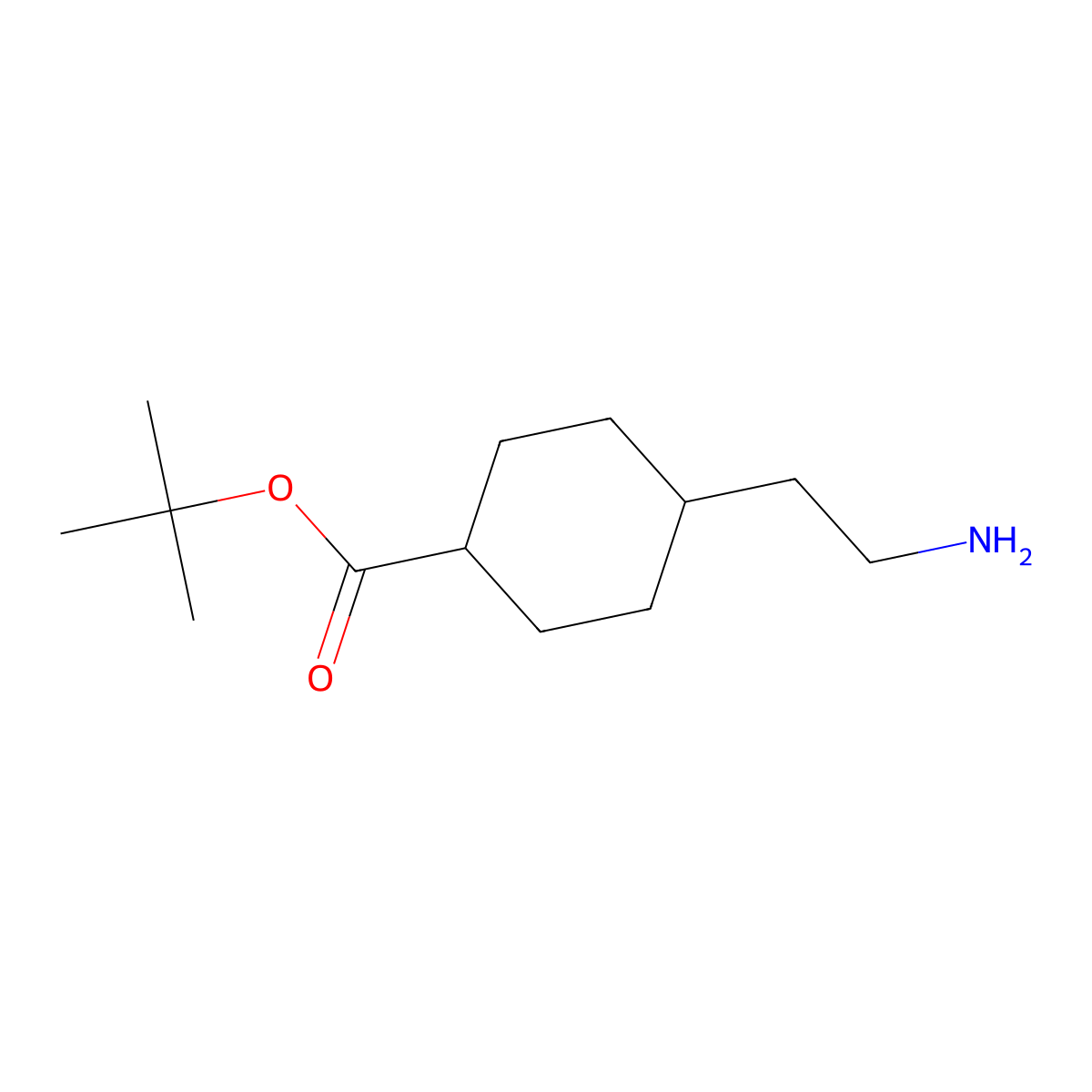 Tert-butyl 4-(2-aminoethyl)cyclohexane-1-carboxylate molecular structure, CAS 2168329-76-6