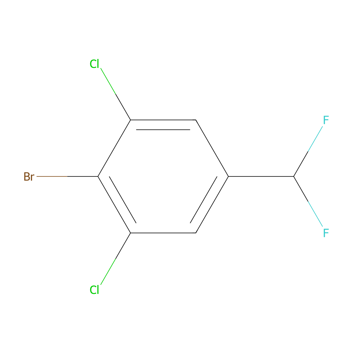2-Bromo-1,3-dichloro-5-(difluoromethyl)benzene molecular structure, CAS 2168333-11-5
