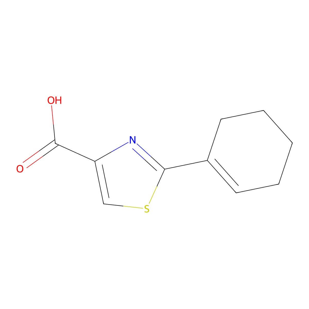 2-(Cyclohex-1-en-1-yl)-1,3-thiazole-4-carboxylic acid molecular structure, CAS 2168337-62-8
