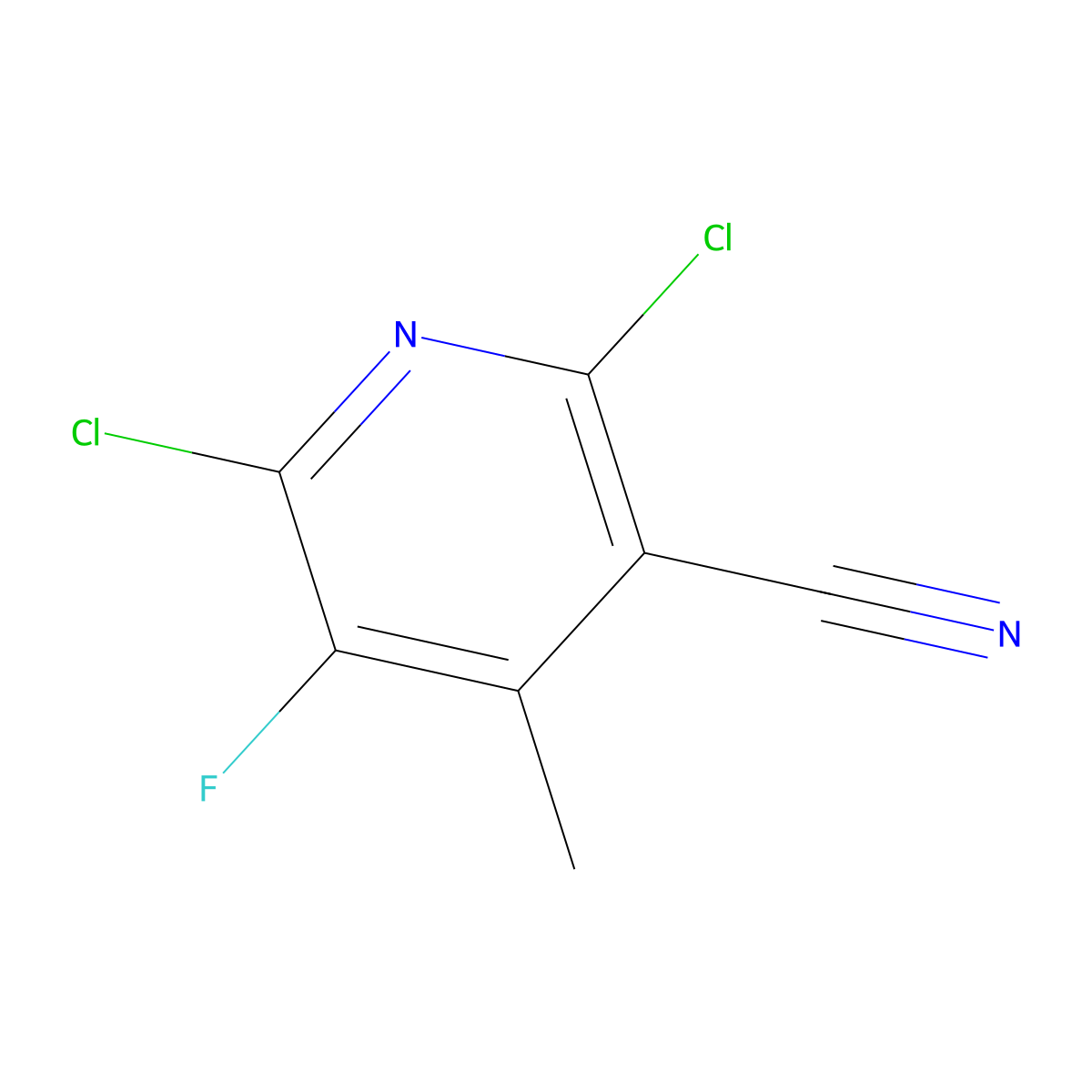2,6-Dichloro-5-fluoro-4-methylnicotinonitrile molecular structure, CAS 2168342-60-5