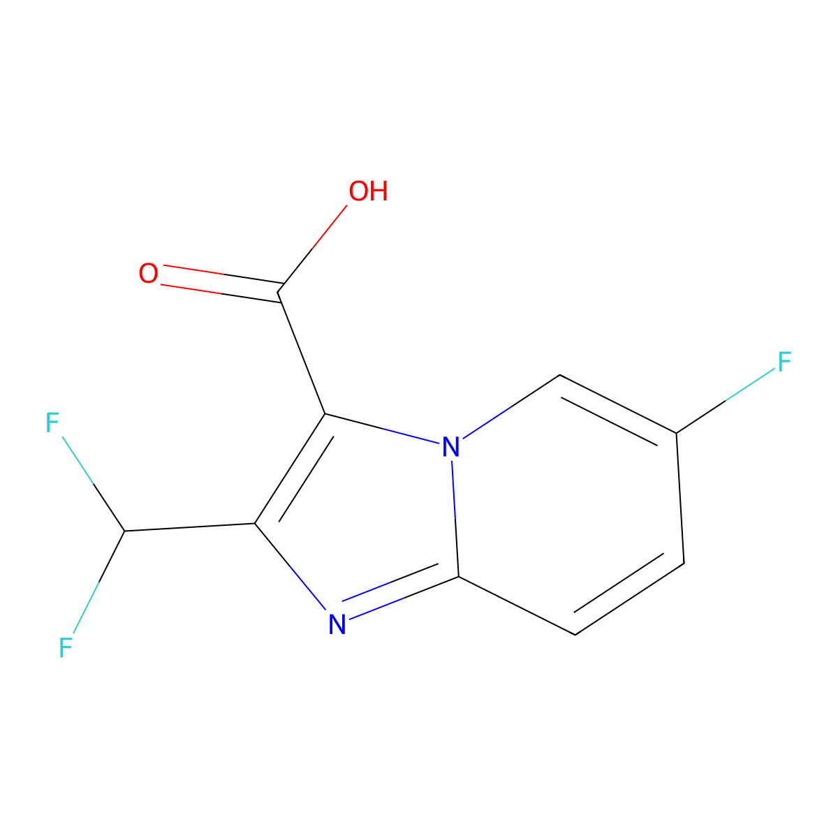 2-(Difluoromethyl)-6-fluoroimidazo[1,2-a]pyridine-3-carboxylic acid molecular structure, CAS 2168347-64-4
