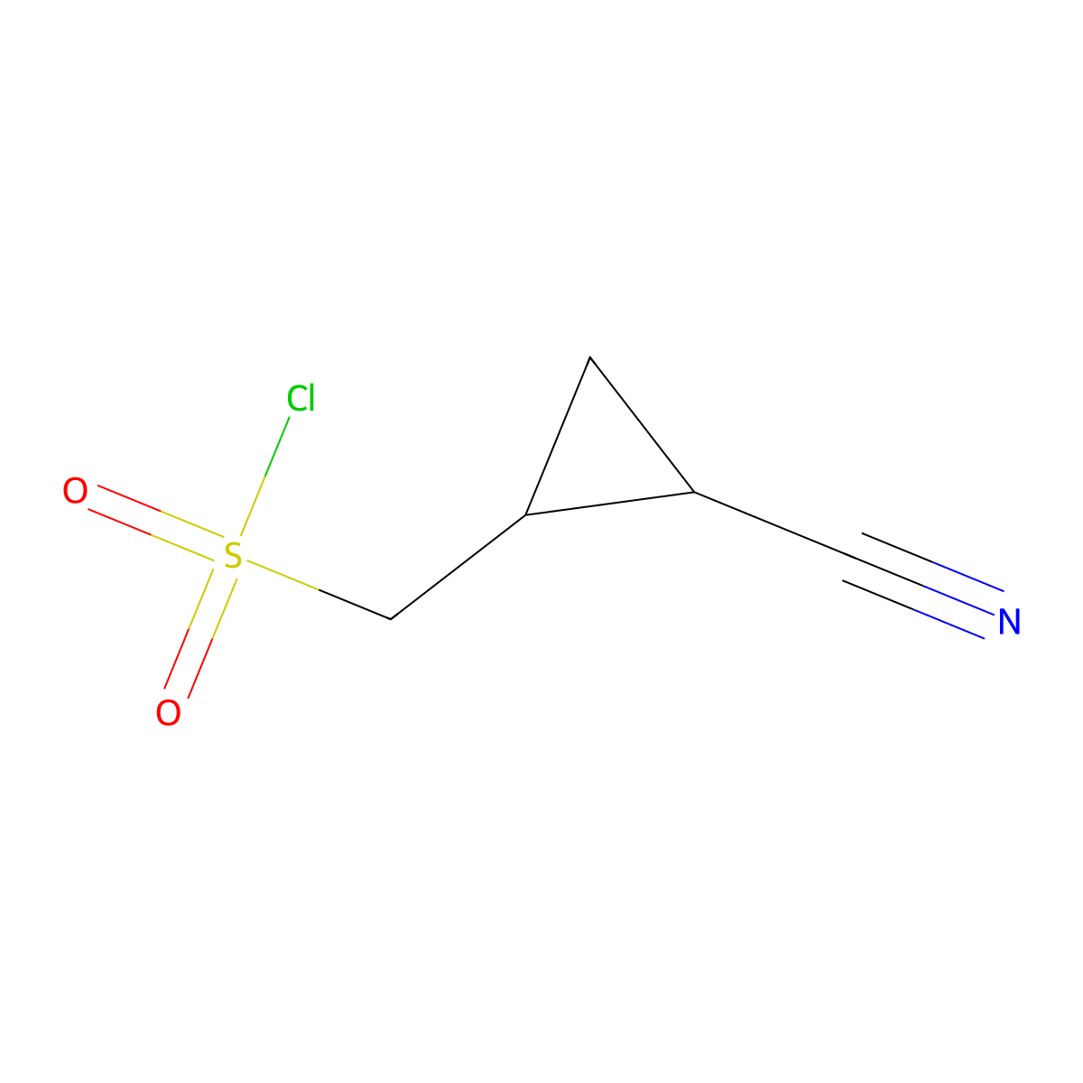 (2-Cyanocyclopropyl)methanesulfonyl chloride molecular structure, CAS 2168349-28-6