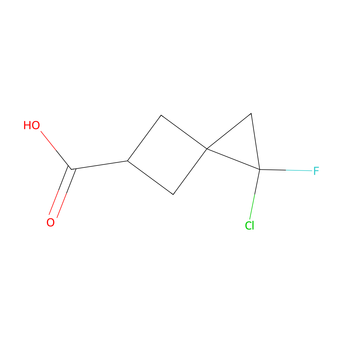 1-Chloro-1-fluorospiro[2.3]hexane-5-carboxylic acid molecular structure, CAS 2168356-56-5