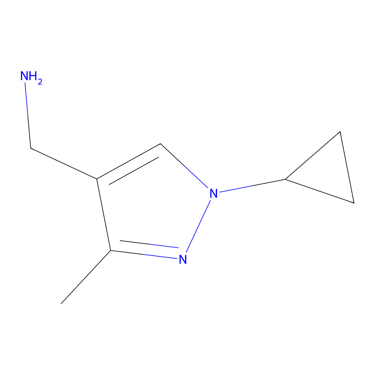 (1-cyclopropyl-3-methyl-1H-pyrazol-4-yl)methanamine molecular structure, CAS 2168357-34-2