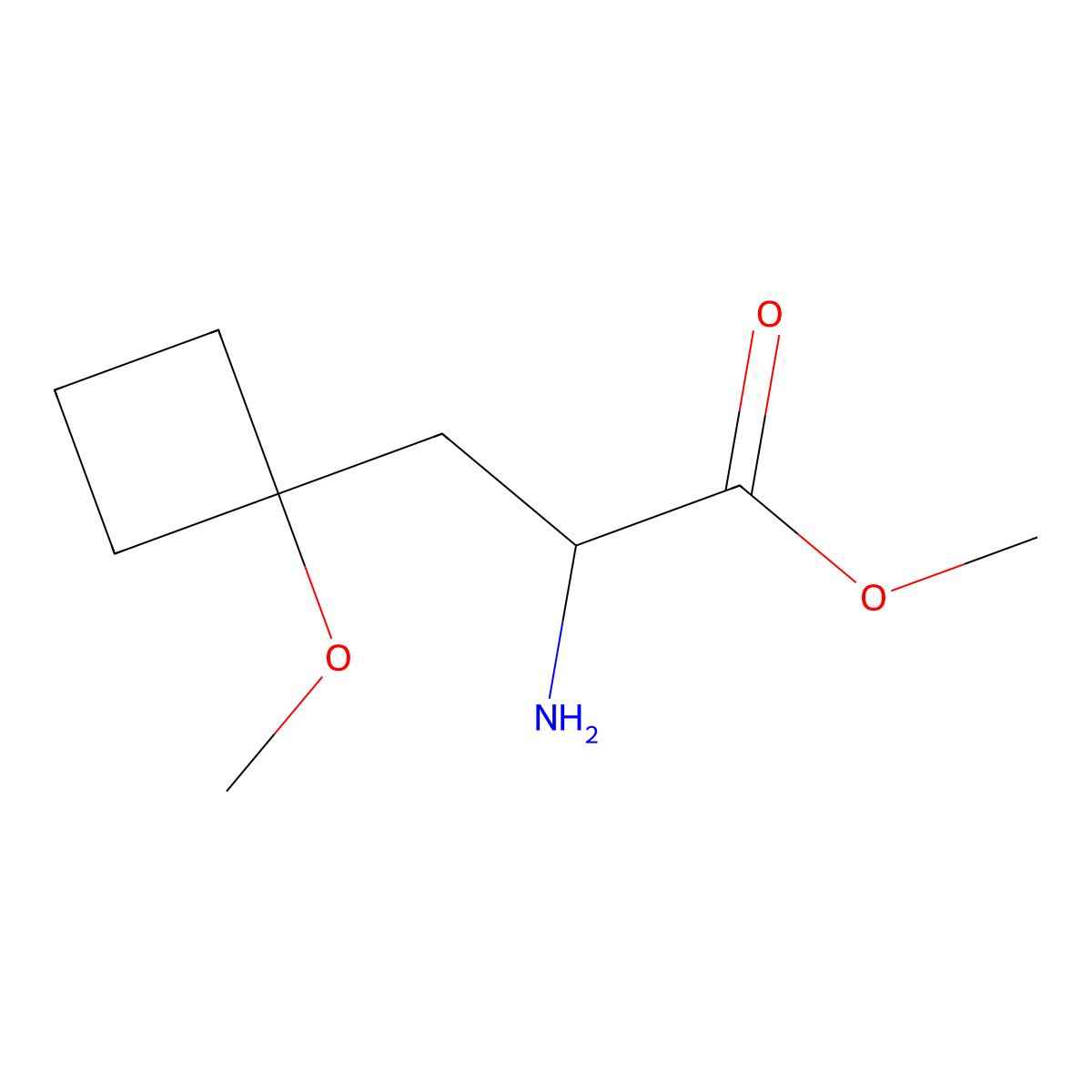 Methyl 2-amino-3-(1-methoxycyclobutyl)propanoate molecular structure, CAS 2168361-37-1