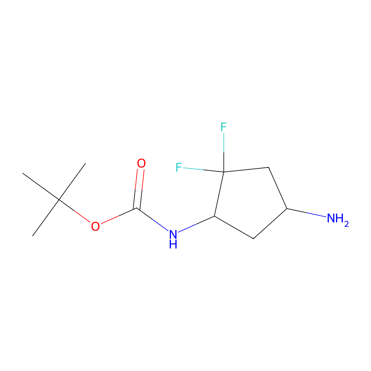 tert-Butyl N-(4-amino-2,2-difluorocyclopentyl)carbamate molecular structure, CAS 2168368-63-4
