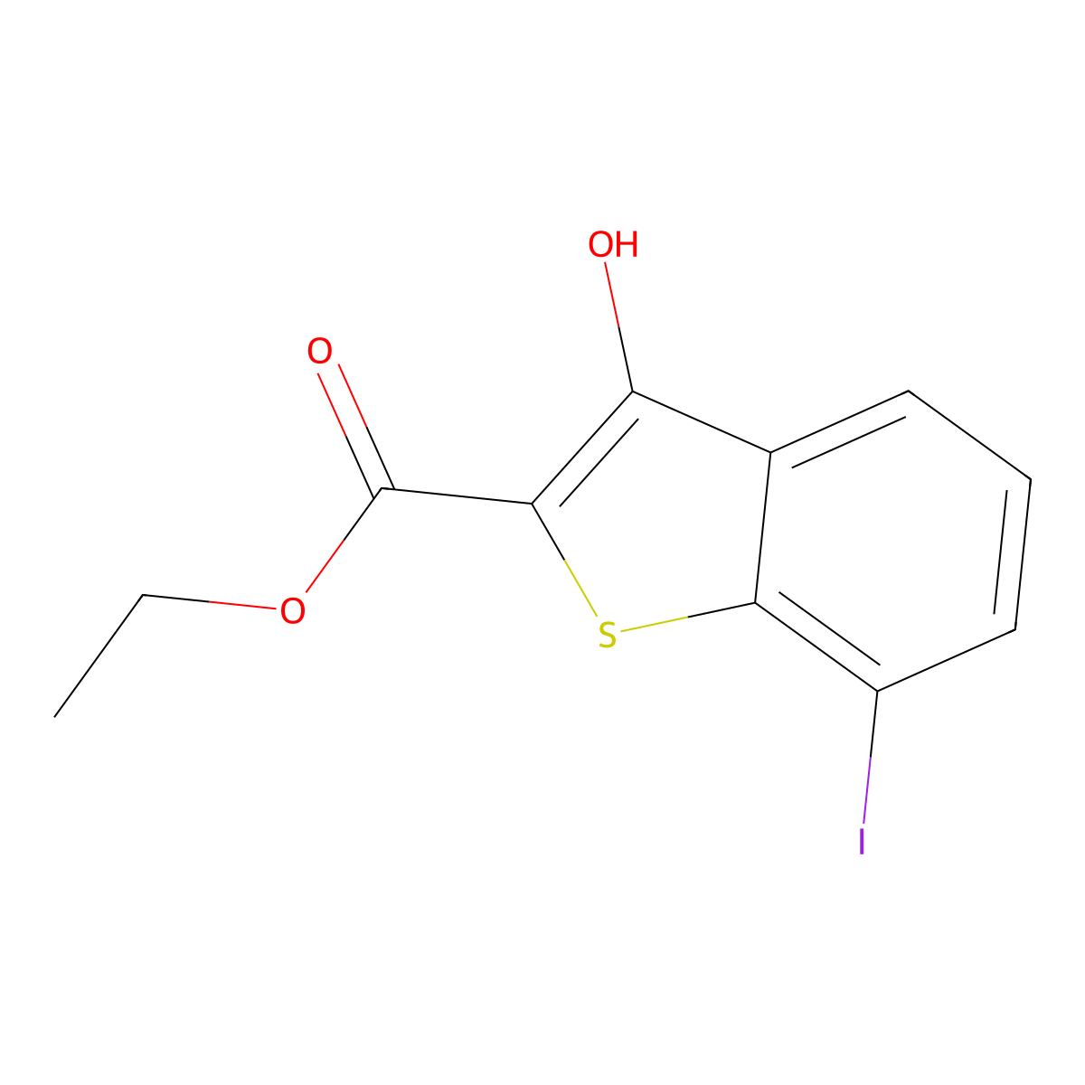 Ethyl 3-hydroxy-7-iodobenzo[b]thiophene-2-carboxylate molecular structure, CAS 2168378-32-1