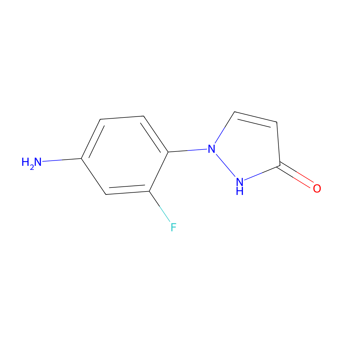 1-(4-amino-2-fluorophenyl)-2,3-dihydro-1H-pyrazol-3-one molecular structure, CAS 2168380-28-5