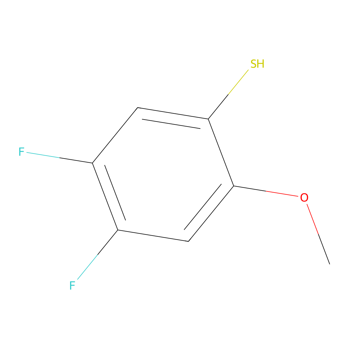 4,5-Difluoro-2-methoxybenzene-1-thiol molecular structure, CAS 2168380-50-3