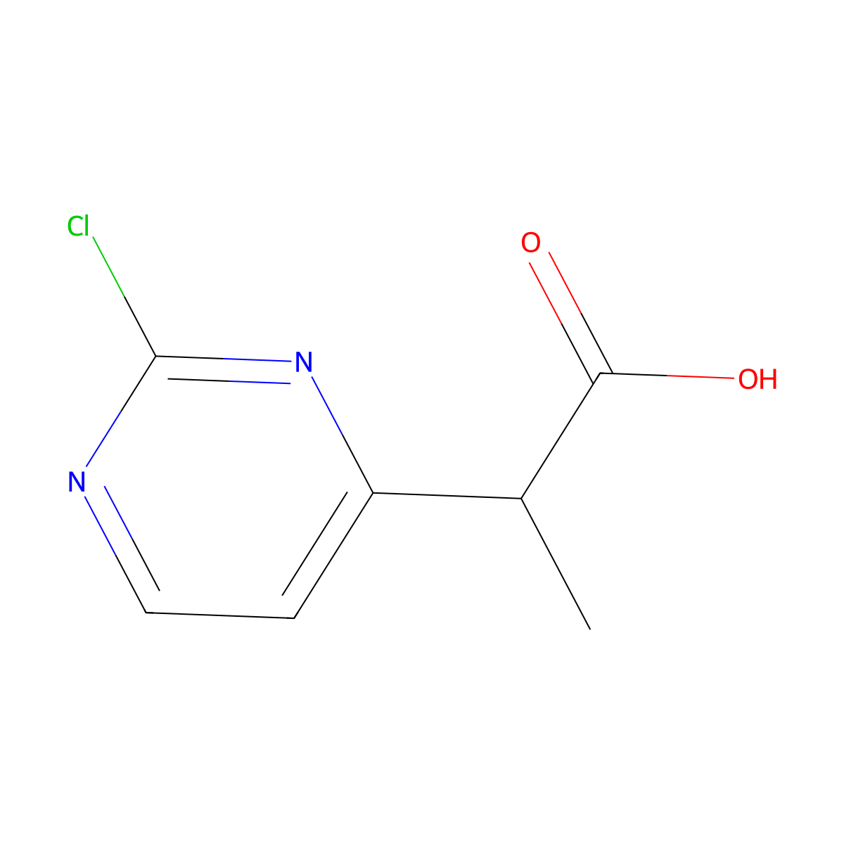 2-(2-Chloropyrimidin-4-yl)propanoic acid molecular structure, CAS 2168382-31-6
