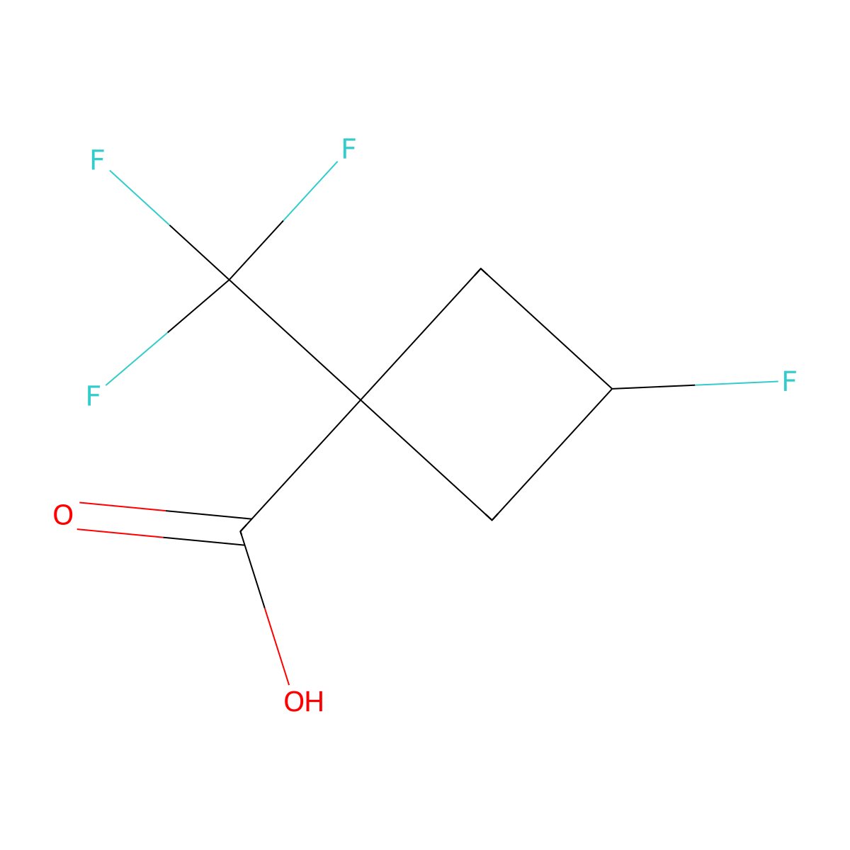 3-Fluoro-1-(trifluoromethyl)cyclobutane-1-carboxylic acid molecular structure, CAS 2168389-13-5