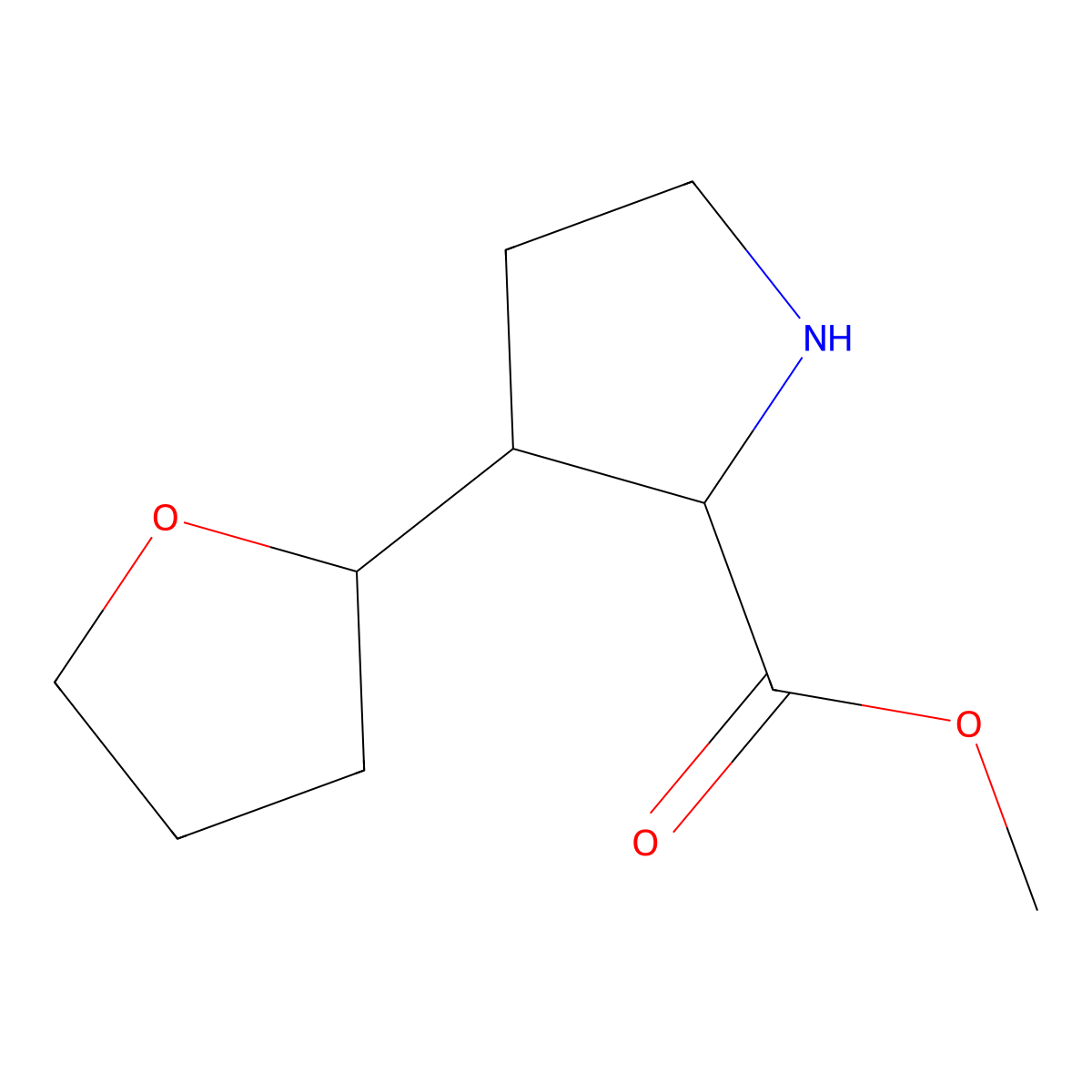 Methyl 3-(oxolan-2-yl)pyrrolidine-2-carboxylate molecular structure, CAS 2168390-22-3